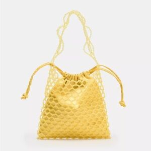 NWT Zara Yellow Beaded Mini Bag with crossbody Strap